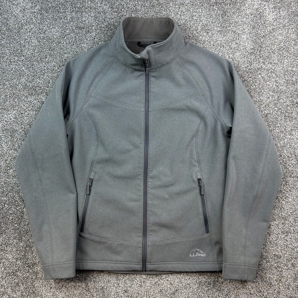 L.L. Bean Pathfinder Soft Shell Jacket Womens Medium Full‎ Zip Gray Fleece Lined